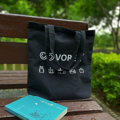 Cool Cat with Attitude Cartoon Tote - VOREX Edgy Animated Design Canvas Bag, Stylish & Lightweight (Beige & Black)