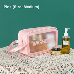 2025 Women's Travel Makeup Bag - Large Capacity Waterproof Portable Handbag for Cosmetics & Toiletries (Pink/Blue) | RWA3in1