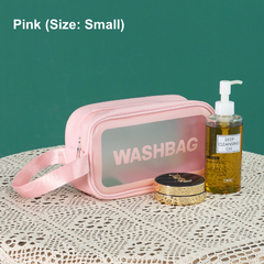 2025 Women's Travel Makeup Bag - Large Capacity Waterproof Portable Handbag for Cosmetics & Toiletries (Pink/Blue) | RWA3in1