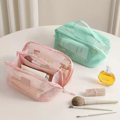Women's Luxury Transparent Mesh Makeup Bag - Large Capacity Portable Travel Organizer for Cosmetics & Toiletries | RZ001