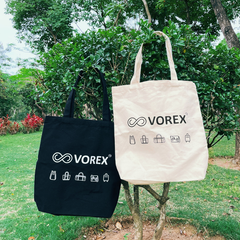 Cool Cat with Attitude Cartoon Tote - VOREX Edgy Animated Design Canvas Bag, Stylish & Lightweight (Beige & Black)