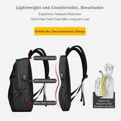 Stylish & Functional Black/Blue/Gray Backpack – Waterproof, USB-Charging, Ergonomic & Travel-Friendly | V6039