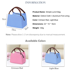 Stylish Insulated Lunch Bag for Adults & Kids - Perfect for Work, School & Office (Crimson Red/Light Blue) | R10954-14