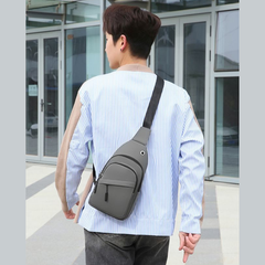 Large Capacity Men's Chest Bag / Crossbody Bag / Sling Bag - PU Leather Coated Fabric Bag for Men (Single Shoulder & Slung Styles) | V6859