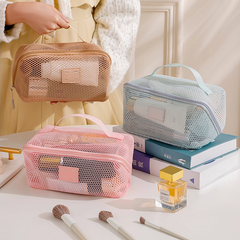 Women's Luxury Transparent Mesh Makeup Bag - Large Capacity Portable Travel Organizer for Cosmetics & Toiletries | RZ001