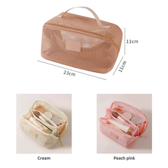 Women's Luxury Transparent Mesh Makeup Bag - Large Capacity Portable Travel Organizer for Cosmetics & Toiletries | RZ001
