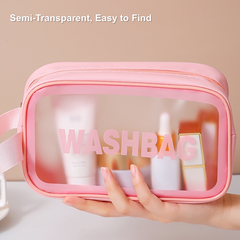 2025 Women's Travel Makeup Bag - Large Capacity Waterproof Portable Handbag for Cosmetics & Toiletries (Pink/Blue) | RWA3in1