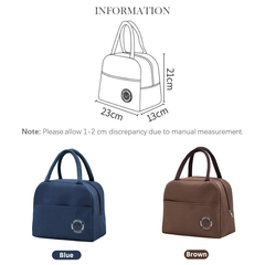 Insulated Lunch Bag for Work, School & Travel - Keep Food Hot/Cold, Durable Fabric with Front Pocket, Portable & Foldable Bento Bag (Blue/Brown) | R10954-5