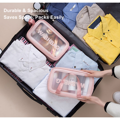 2025 Women's Travel Makeup Bag - Large Capacity Waterproof Portable Handbag for Cosmetics & Toiletries (Pink/Blue) | RWA3in1