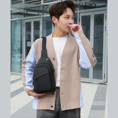 Large Capacity Men's Chest Bag / Crossbody Bag / Sling Bag - PU Leather Coated Fabric Bag for Men (Single Shoulder & Slung Styles) | V6859