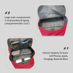 VOREX Korean Style Minimalist Design Backpack For Women Teens Girl Backpack For School Bag For Student Good For School And Travel Unisex (Red /Black/Purple) | VCY6813