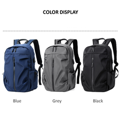 Stylish & Functional Black/Blue/Gray Backpack – Waterproof, USB-Charging, Ergonomic & Travel-Friendly | V6039
