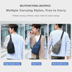 Large Capacity Men's Chest Bag / Crossbody Bag / Sling Bag - PU Leather Coated Fabric Bag for Men (Single Shoulder & Slung Styles) | V6859