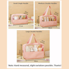 3-in-1 Transparent Waterproof Toiletry Bag Set – Pink & White Travel Makeup Organizer (Small/Medium/Large), Foldable Cosmetic Storage for Gym, Beach, Swimming & Daily Use | RMB3in1