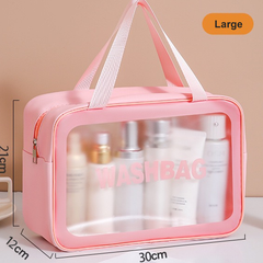 2025 Women's Travel Makeup Bag - Large Capacity Waterproof Portable Handbag for Cosmetics & Toiletries (Pink/Blue) | RWA3in1