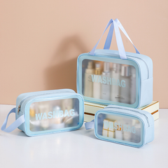 2025 Women's Travel Makeup Bag - Large Capacity Waterproof Portable Handbag for Cosmetics & Toiletries (Pink/Blue) | RWA3in1