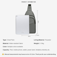 Large Capacity Men's Chest Bag / Crossbody Bag / Sling Bag - PU Leather Coated Fabric Bag for Men (Single Shoulder & Slung Styles) | V6859