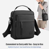 Men's Stylish & Functional Waterproof Nylon Shoulder Bag (Black) | Anti-Theft, Multi-Compartment | V8654