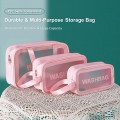 2025 Women's Travel Makeup Bag - Large Capacity Waterproof Portable Handbag for Cosmetics & Toiletries (Pink/Blue) | RWA3in1