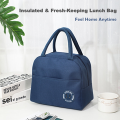 Insulated Lunch Bag for Work, School & Travel - Keep Food Hot/Cold, Durable Fabric with Front Pocket, Portable & Foldable Bento Bag (Blue/Brown) | R10954-5
