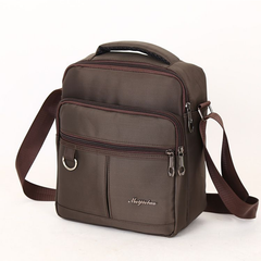 Brown Oxford Fabric Shoulder Bag – Stylish & Functional, Zipper Compartments, Adjustable Strap, for Casual & Business Use | V8827