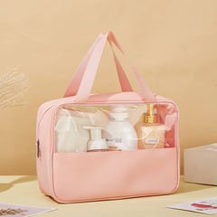 3-in-1 Transparent Waterproof Toiletry Bag Set – Pink & White Travel Makeup Organizer (Small/Medium/Large), Foldable Cosmetic Storage for Gym, Beach, Swimming & Daily Use | RMB3in1