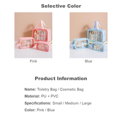 2025 Women's Travel Makeup Bag - Large Capacity Waterproof Portable Handbag for Cosmetics & Toiletries (Pink/Blue) | RWA3in1