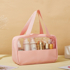 3-in-1 Transparent Waterproof Toiletry Bag Set – Pink & White Travel Makeup Organizer (Small/Medium/Large), Foldable Cosmetic Storage for Gym, Beach, Swimming & Daily Use | RMB3in1