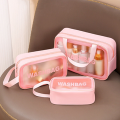 2025 Women's Travel Makeup Bag - Large Capacity Waterproof Portable Handbag for Cosmetics & Toiletries (Pink/Blue) | RWA3in1