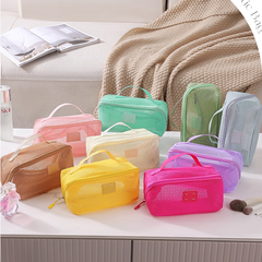 Women's Luxury Transparent Mesh Makeup Bag - Large Capacity Portable Travel Organizer for Cosmetics & Toiletries | RZ001