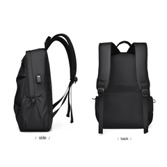 Stylish & Functional Black/Blue/Gray Backpack – Waterproof, USB-Charging, Ergonomic & Travel-Friendly | V6039