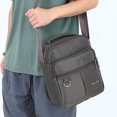 Brown Oxford Fabric Shoulder Bag – Stylish & Functional, Zipper Compartments, Adjustable Strap, for Casual & Business Use | V8827