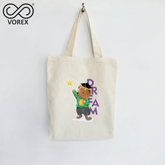 Dream Chaser Bear with Star - VOREX Inspirational Cartoon Tote Bag, Cute Animated Design for Goal Setters (Beige & Black)
