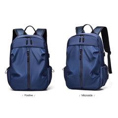 Stylish & Functional Black/Blue/Gray Backpack – Waterproof, USB-Charging, Ergonomic & Travel-Friendly | V6039