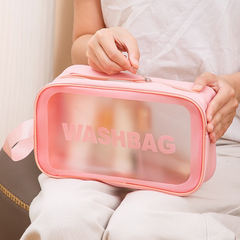 2025 Women's Travel Makeup Bag - Large Capacity Waterproof Portable Handbag for Cosmetics & Toiletries (Pink/Blue) | RWA3in1