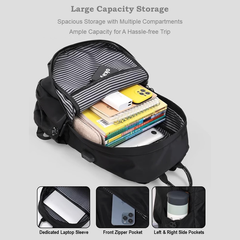 Stylish & Functional Black/Blue/Gray Backpack – Waterproof, USB-Charging, Ergonomic & Travel-Friendly | V6039
