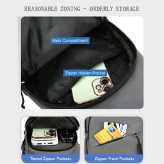 Large Capacity Men's Chest Bag / Crossbody Bag / Sling Bag - PU Leather Coated Fabric Bag for Men (Single Shoulder & Slung Styles) | V6859