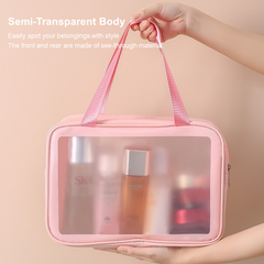 2025 Women's Travel Makeup Bag - Large Capacity Waterproof Portable Handbag for Cosmetics & Toiletries (Pink/Blue) | RWA3in1