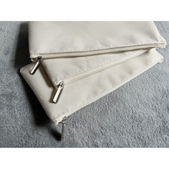 Oxford Cloth Multi-Use Organizer Pouch | Pen Case & Stationery Holder (21x10cm) | Zipper Seal | Black & Cream | V002