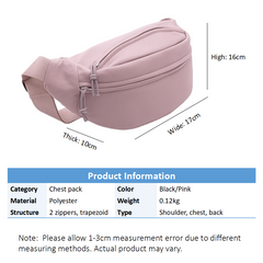 VOREX Unisex Trapezoid Chest Pack - Simple & Stylish, Large Capacity, Japanese - Ins Retro, Shoulder/Chest/Back Carry, Black & Pink | VT06