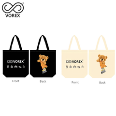 Roller Skating Happy Bear Cartoon - VOREX Fun Animated Canvas Tote, Lightweight for Sports & Outdoors (Beige & Black)