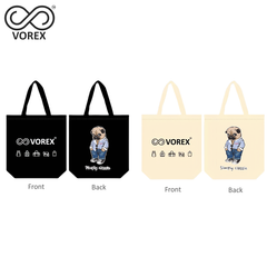 Fashion Dog - VOREX Trendy Cartoon Canvas Tote, Unique Animated Gift for Dog Lovers (Beige & Black)