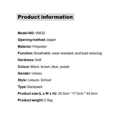 V6632 Stylish & Spacious Casual Backpack for Travel, School, and Everyday Use