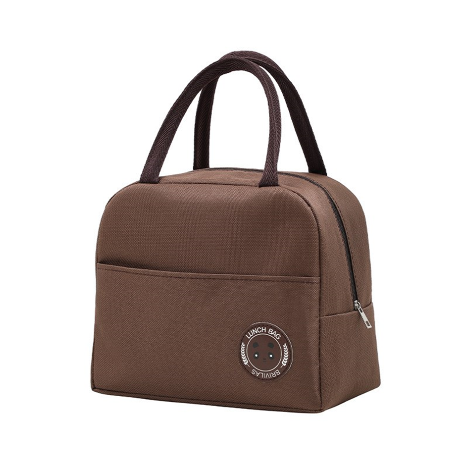 Insulated Lunch Bag for Work, School & Travel - Keep Food Hot/Cold, Durable Fabric with Front Pocket, Portable & Foldable Bento Bag (Blue/Brown) | R10954-5