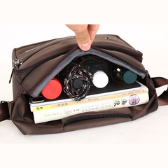 Brown Oxford Fabric Shoulder Bag – Stylish & Functional, Zipper Compartments, Adjustable Strap, for Casual & Business Use | V8827