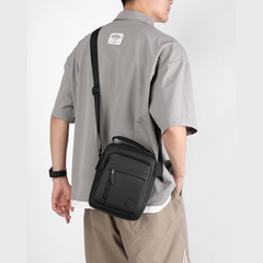 Men's Stylish & Functional Waterproof Nylon Shoulder Bag (Black) | Anti-Theft, Multi-Compartment | V8654
