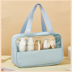 3-in-1 Transparent Waterproof Toiletry Bag Set – Pink & White Travel Makeup Organizer (Small/Medium/Large), Foldable Cosmetic Storage for Gym, Beach, Swimming & Daily Use | RMB3in1