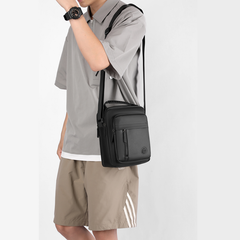 Men's Stylish & Functional Waterproof Nylon Shoulder Bag (Black) | Anti-Theft, Multi-Compartment | V8654