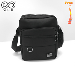 VOREX Black Multi-functional Men's Shoulder Bag - Crossbody/Handheld/Shoulder, 4 Zips, Anti-theft, Durable & Slim | V09