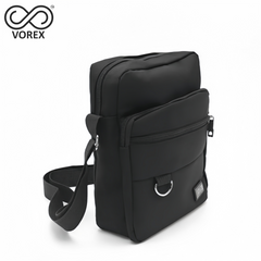 VOREX Black Multi-functional Men's Shoulder Bag - Crossbody/Handheld/Shoulder, 4 Zips, Anti-theft, Durable & Slim | V09